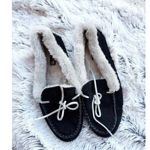 Sperry‎ Black Mocassins Faux Fur